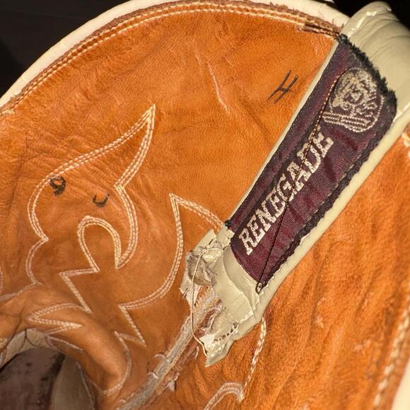 Renegade Cowboy Boots Men’s Size 9 W Tan Roughout Leather Western Rodeo Boot - Picture 7 of 9